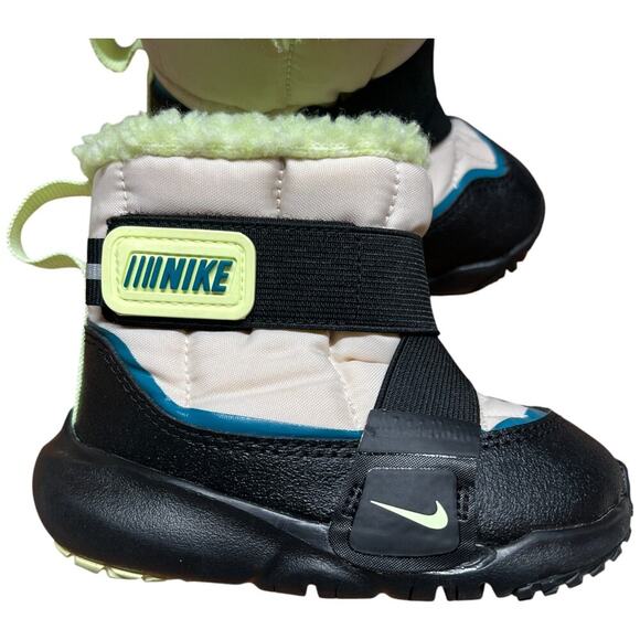 NIKE Flex Advance Winter Snow Boot 6C Toddler Cream Black Lime Green - Picture 8 of 12
